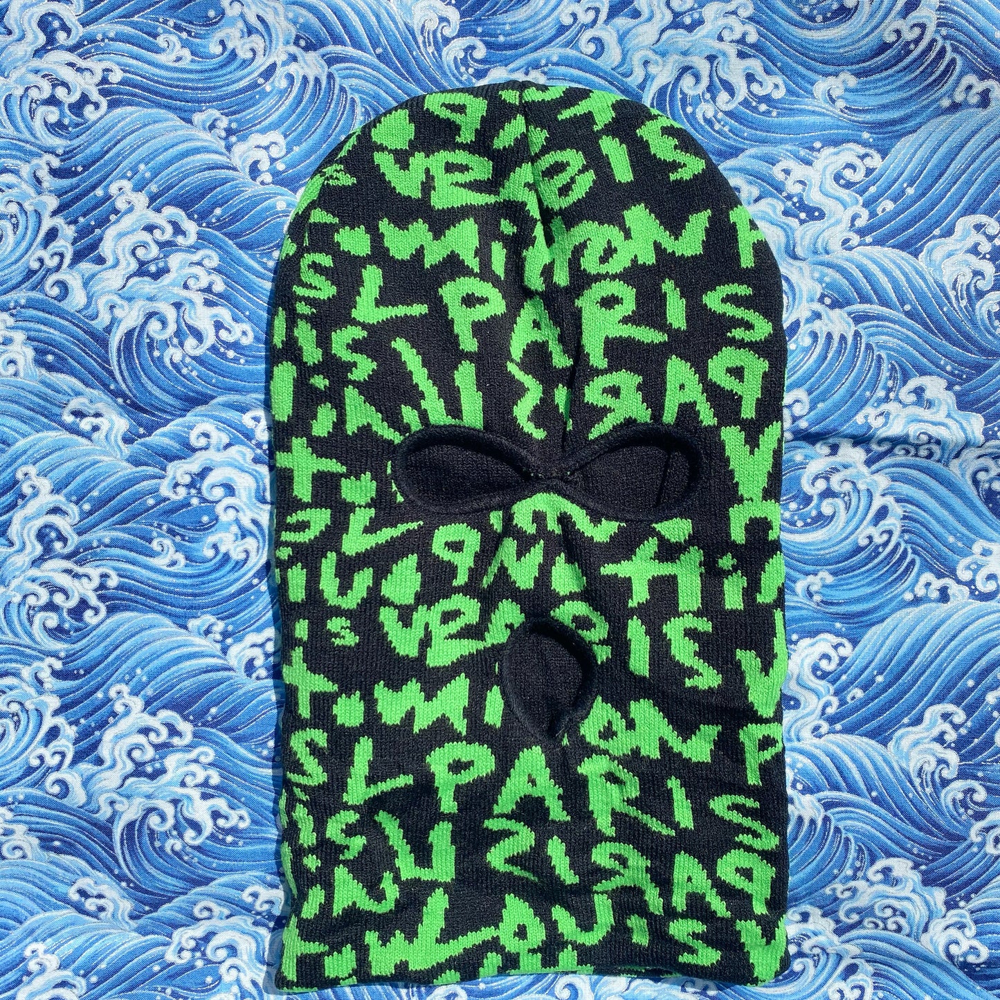 designer black/green graffiti lv ski mask megaamobilemall