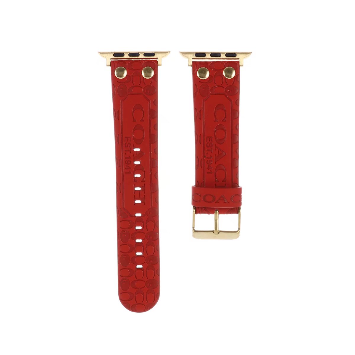 Debossed Coach Watch Band in red