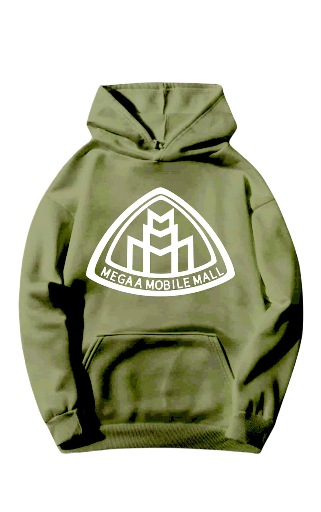 olive green megaamobilemall logo Heavy Blend Fleece Hoodie with white logo