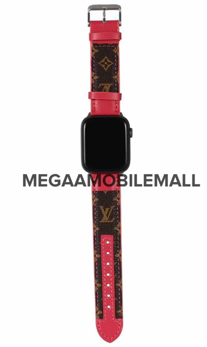 lv apple watch bands pink/brown