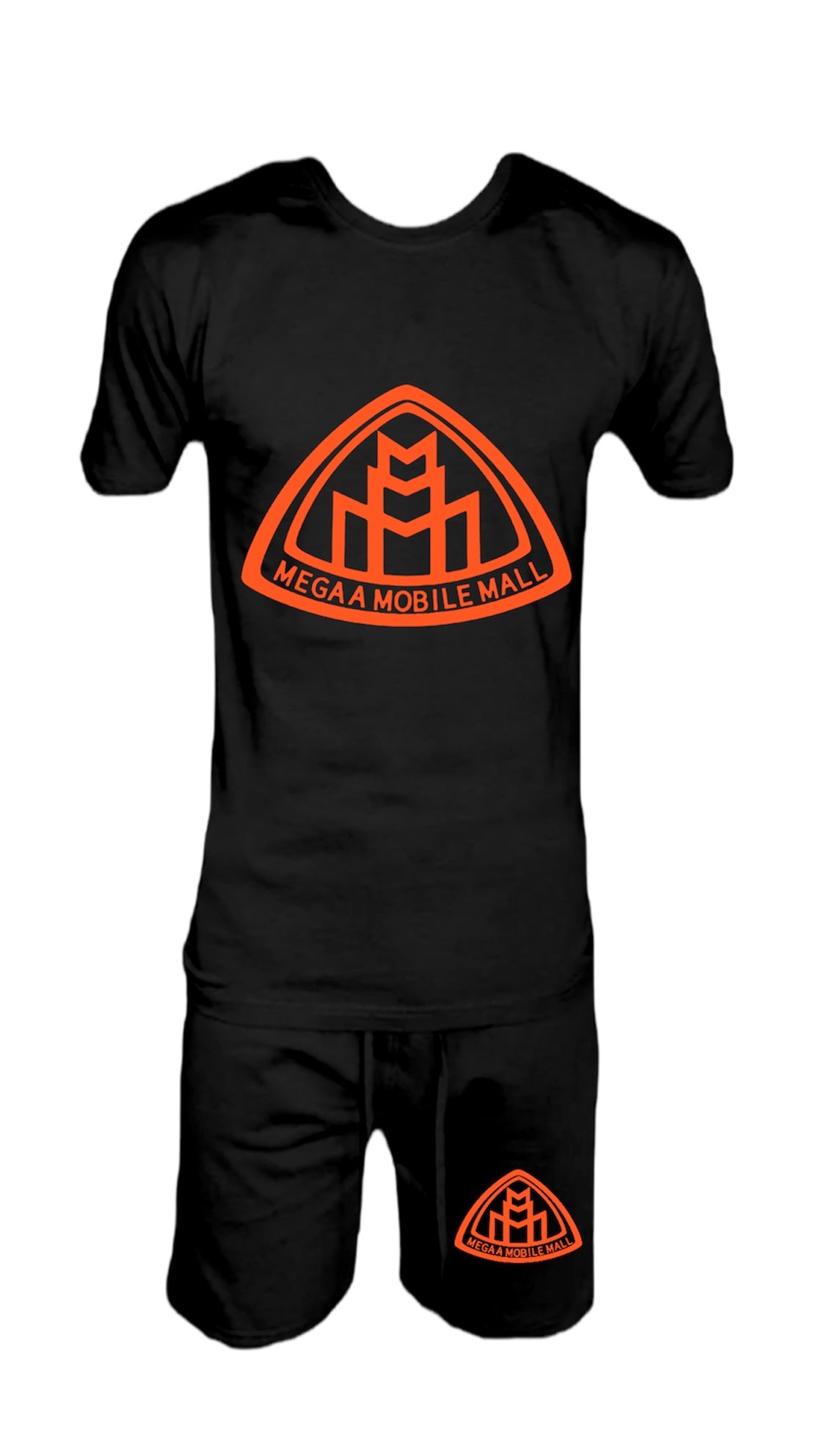 megaamobilemall Black Shirt/Short Logo Set orange logo color