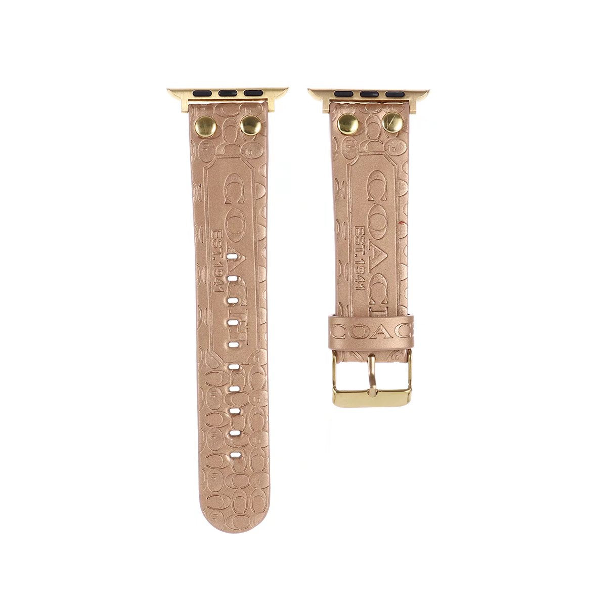 Debossed Coach Watch Band in rose gold