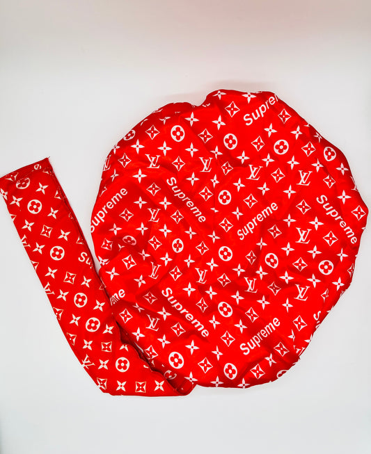 Red LV Sup Wrap Bonnet
